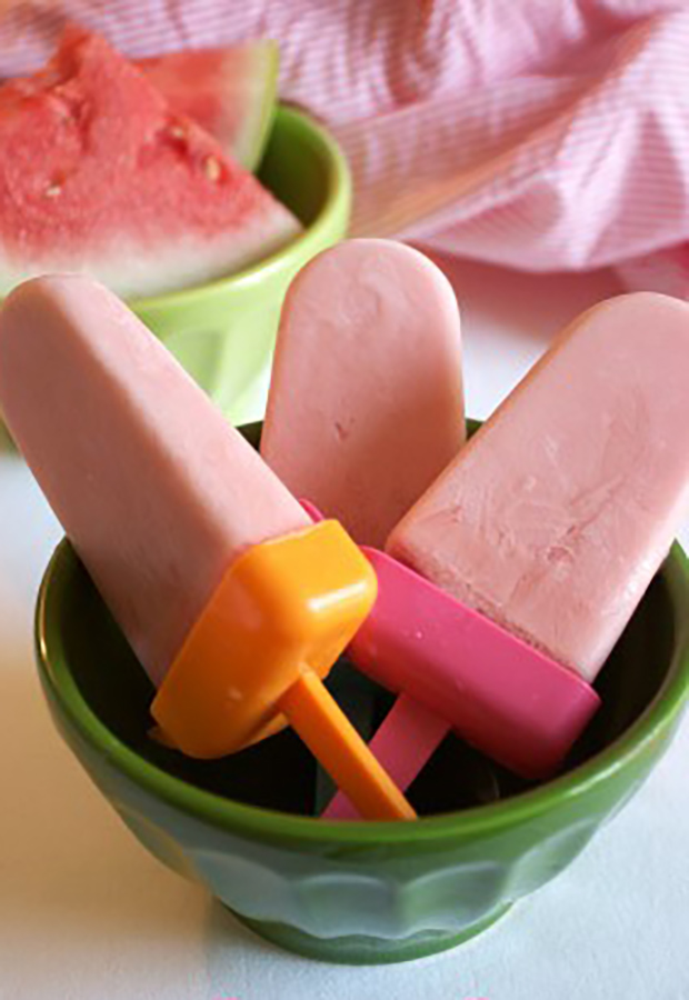Watermelon Frozen Yogurt Popsicles