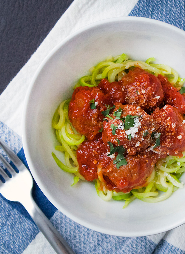 Zoodles with Ground Turkey Meatballs Recipe