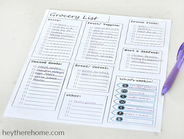 Meal Planning Template: Grocery List